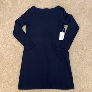 1901 Navy Boat Neck Dress